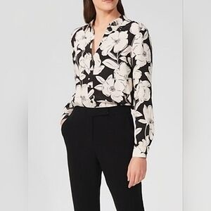 HOBBS London Floral Women's Blouse in Black & Cream